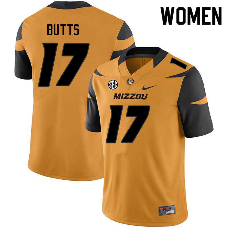 Women #17 Taj Butts Missouri Tigers College Football Jerseys Sale-Yellow